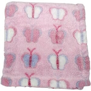 Gold Coast Pink Butterfly Baby Girl Blanket Purple White Lovey Security Soft
